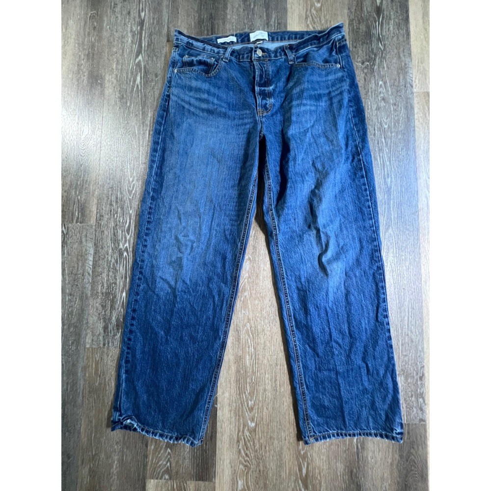 Universal Thread Baggy Jeans Womens 14 Blue Mid Rise 90s Wide Leg Frayed Hem